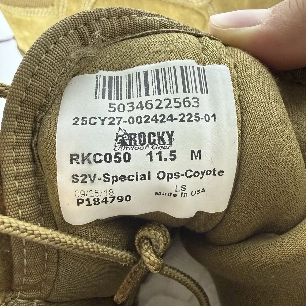 Rocky S2V Special Ops Coyote Tactical Boots Vibram 11.5 M RKC050 USA Made